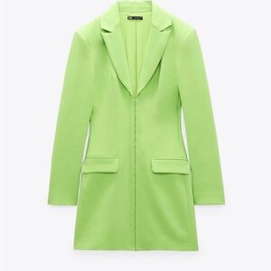 ZARA FITTED BLAZER DRESS - LIME GREEN
